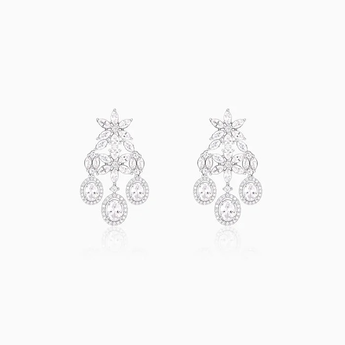 Silver Gleaming Bridal Drop Earrings