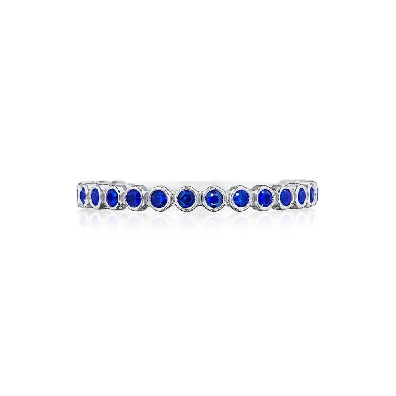 Tacori Sculpted Crescent 18k Bezel Droplet Sapphire Wedding Band