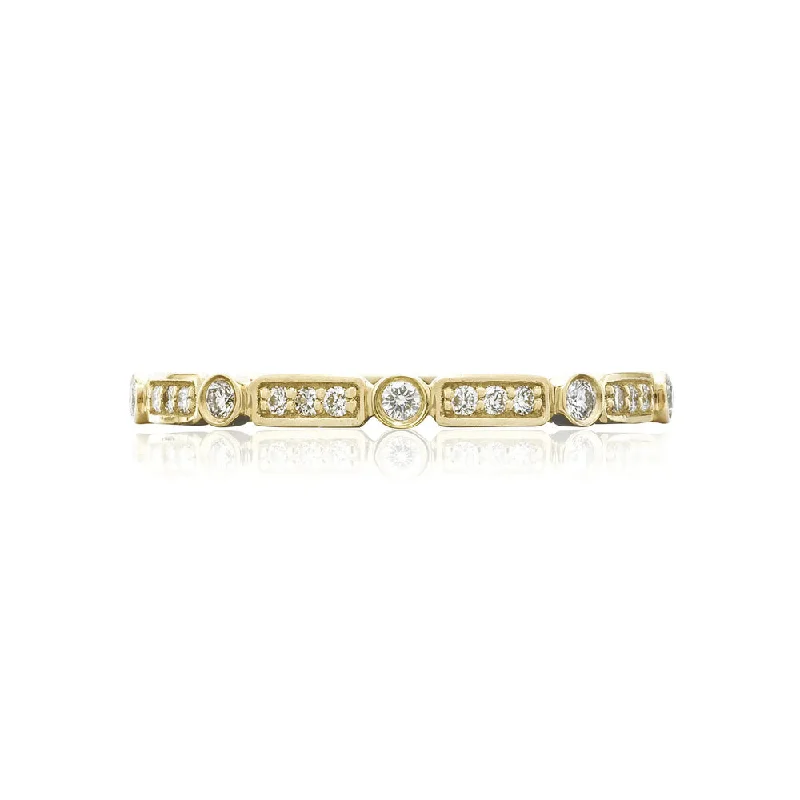 Tacori Sculpted Crescent 18k Gold Bezel Droplet and Basket Alternating Wedding Band - Eternity