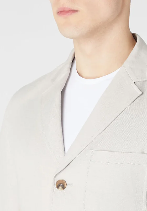 Remus Uomo Dario Linen Blend Blazer, Stone Grey