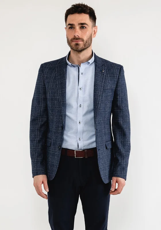 White Label Check Blazer, Navy