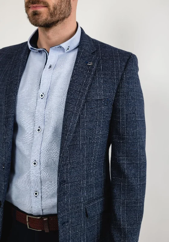 White Label Check Blazer, Navy