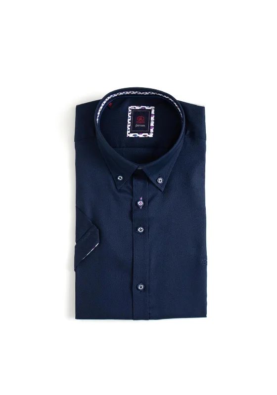 Andre Baggot Plain Short Sleeve Shirt, Navy