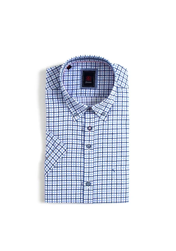 Andre Bann Check Short Sleeve Shirt, Blue