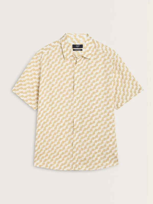 Ascot Beige Abstract Pattern Relaxed-Fit Shirt