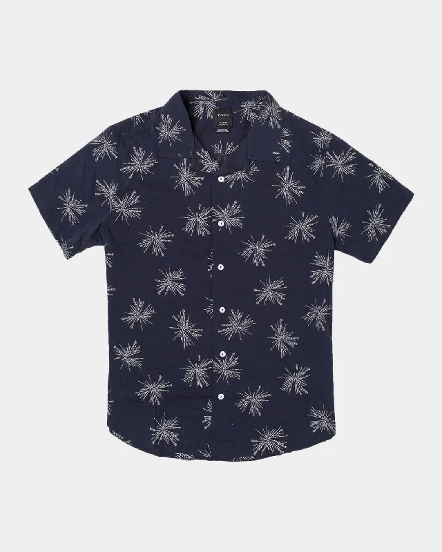 Beat Print Short Sleeve Shirt - Navy