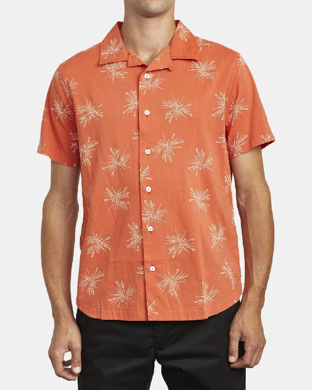 Beat Print Short Sleeve Shirt - Rust