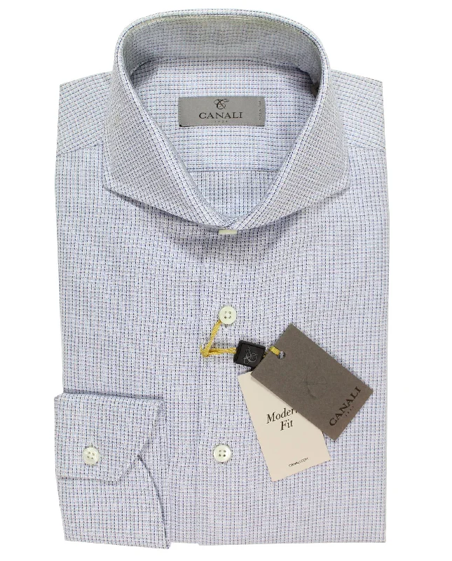 Canali Dress Shirt White Navy Magenta - Modern Fit 39 - 15 1/2