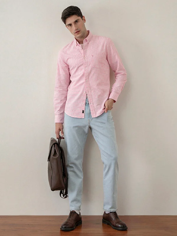 Pink Checks Cotton Shirt