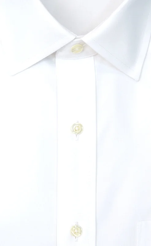 Classic Fit White Solid Spread Collar Supima® Cotton Non-Iron Pinpoint Oxford Dress Shirt