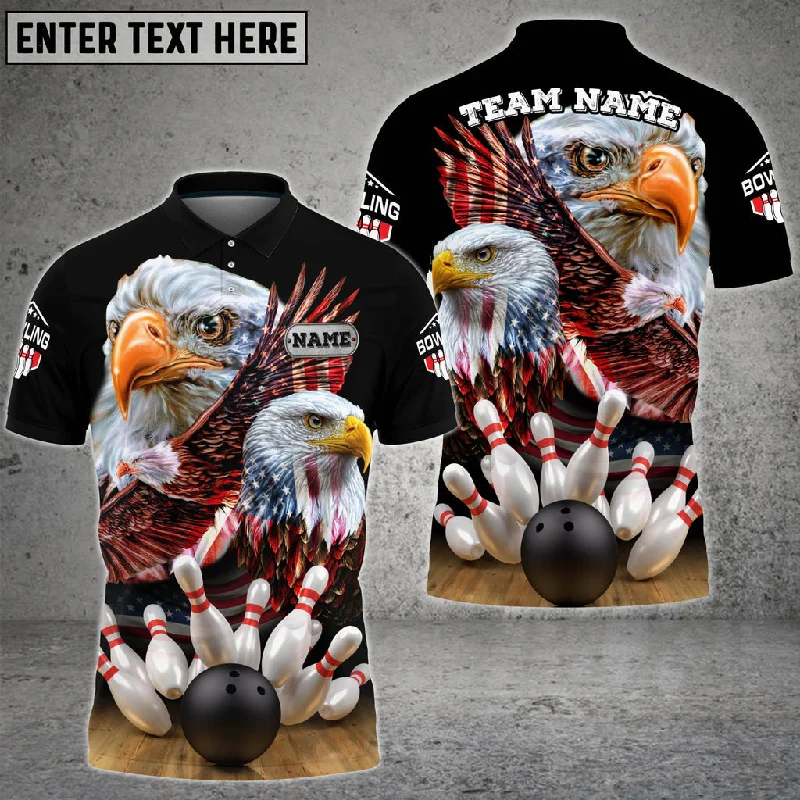 Coolspod Bowling And Pins USA Eagle Customized Name And Team Name 3D Shirt, Idea Gift for Bowling Players