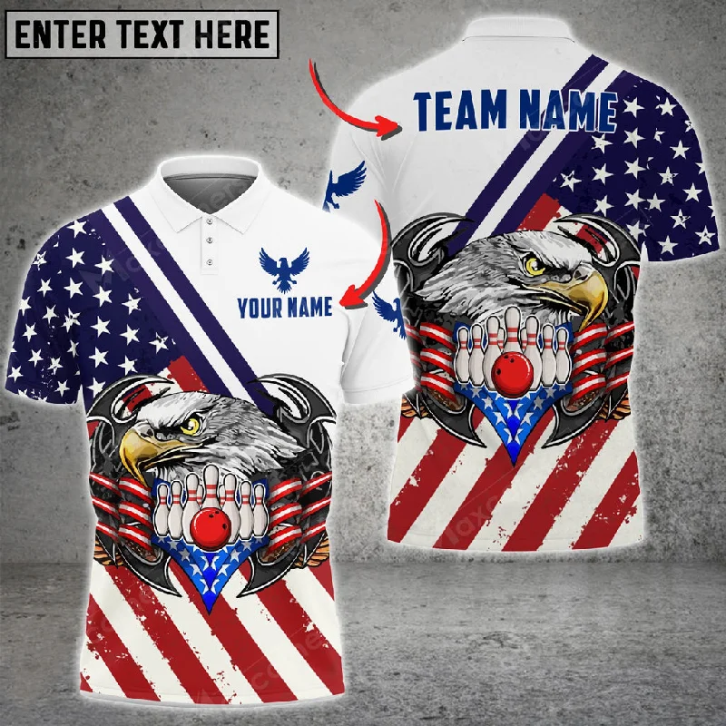 Coolspod Bowling And Pins USA Eagle Customized Name And Team Name 3D Shirt, Idea Gift for Bowling Players