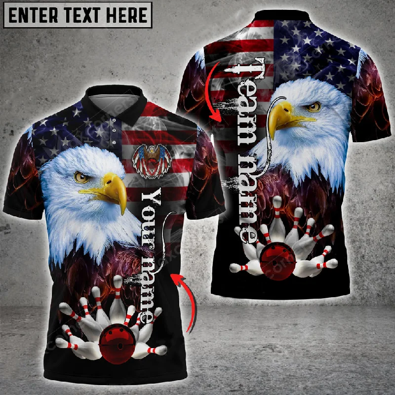 Coolspod Bowling And Pins USA Eagle Customized Name And Team Name 3D Shirt, Idea Gift for Bowling Players