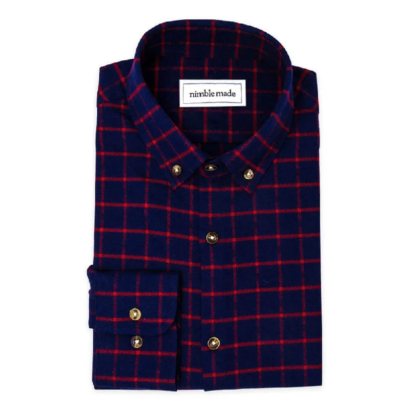 Dark Blue and Red Flannel Button Down Shirt | The Betta