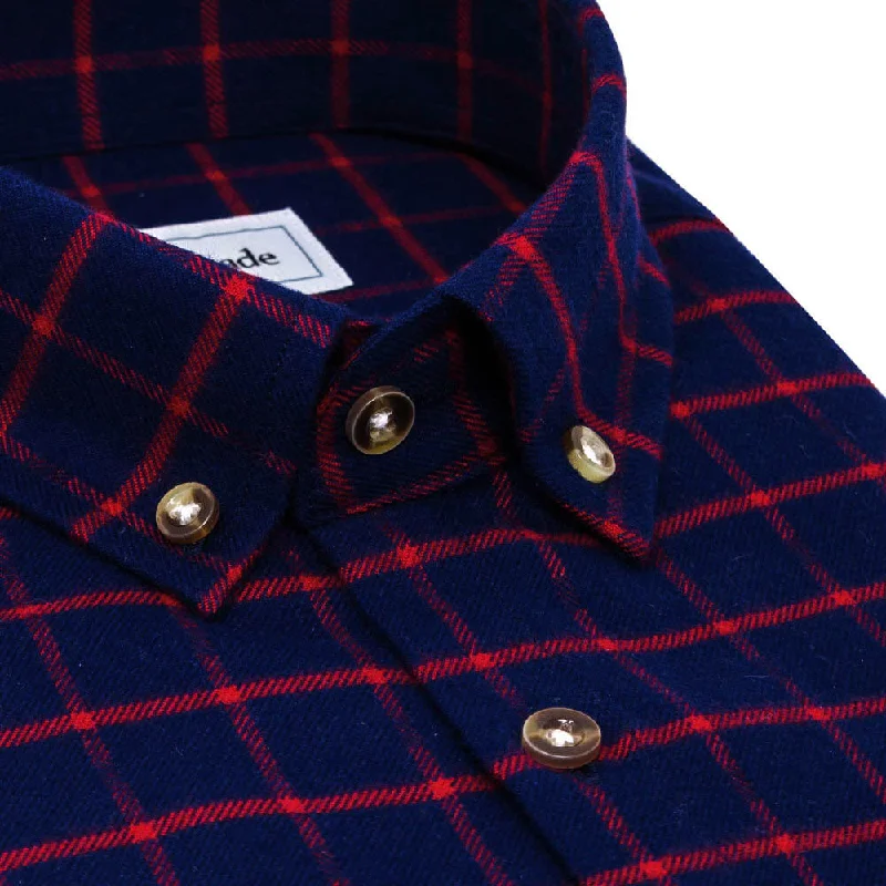 Dark Blue and Red Flannel Button Down Shirt | The Betta