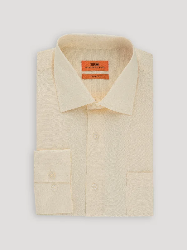 Poplin Dress Shirt | Slim Fit | Barrel Cuff | 100% Cotton | Cream