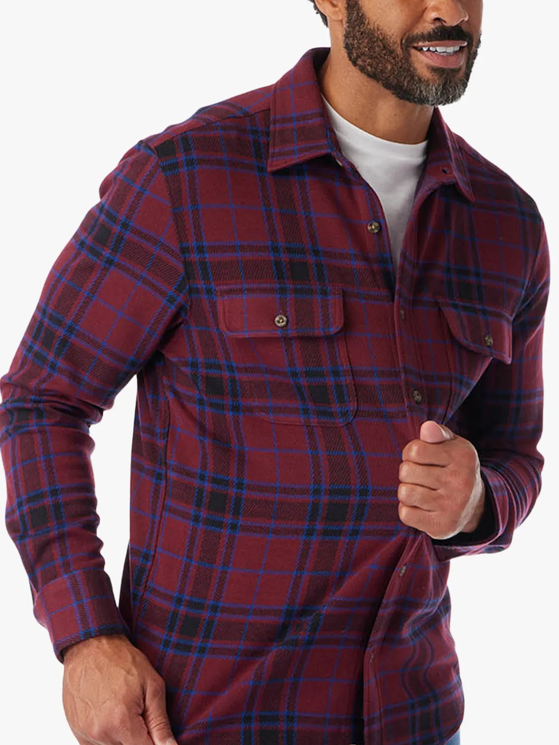 Dunewood Ultra Stretch Flannel | Cobalt Wine Plaid