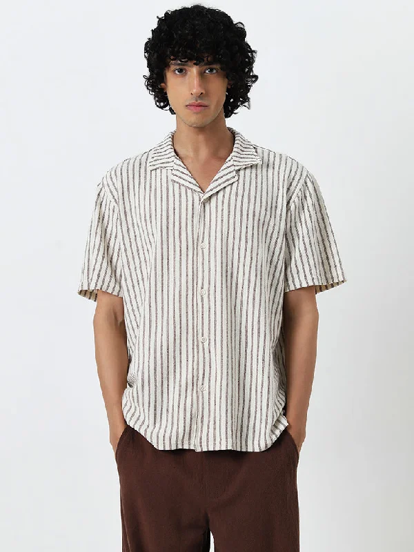 ETA Brown Striped Relaxed-Fit Shirt