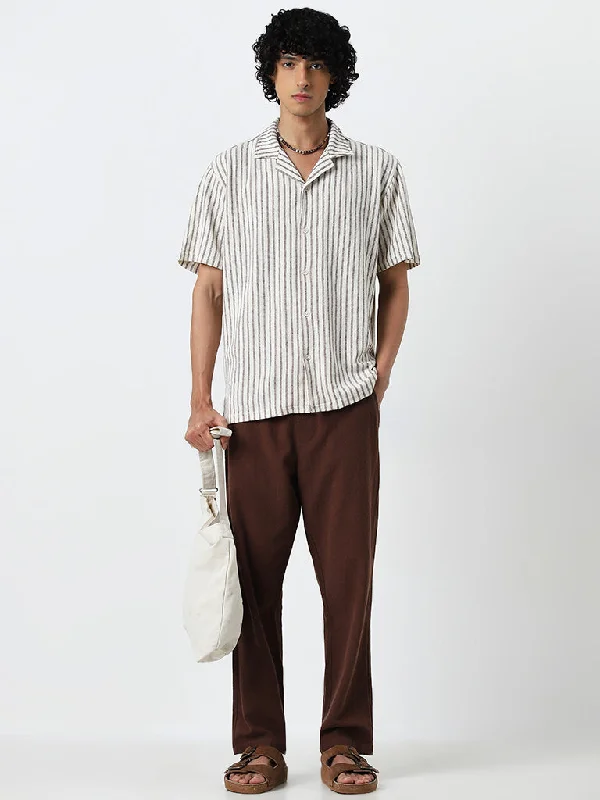 ETA Brown Striped Relaxed-Fit Shirt