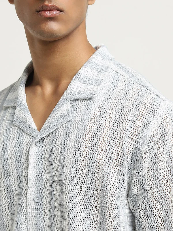 ETA Dusty Blue Knitted Relaxed-Fit Shirt