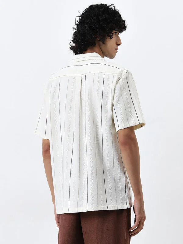 ETA Off-White Stripe Printed Relaxed-Fit Cotton Shirt