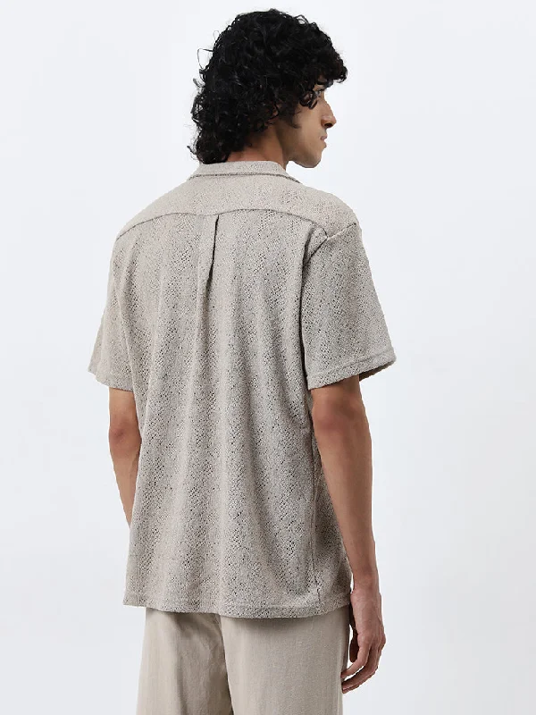 ETA Taupe Knit-Textured Relaxed-Fit Shirt