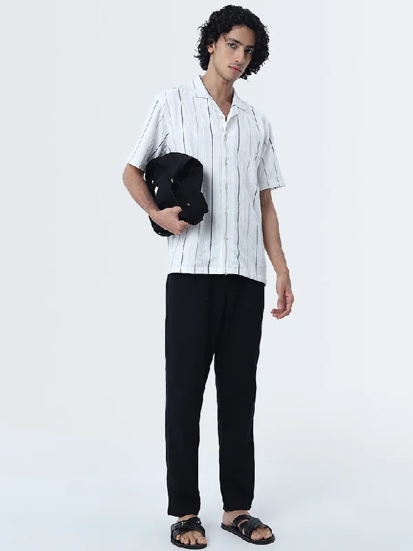 ETA White Striped Relaxed-Fit Cotton Shirt