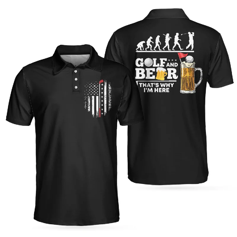 Golf And Beer That Why I'M Here Polo Shirt, Golf Evolution American Flag Polo Shirt, Golf Shirt For Beer Lovers Coolspod