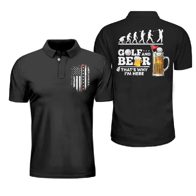 Golf And Beer That Why I'M Here Polo Shirt, Golf Evolution American Flag Polo Shirt, Golf Shirt For Beer Lovers Coolspod