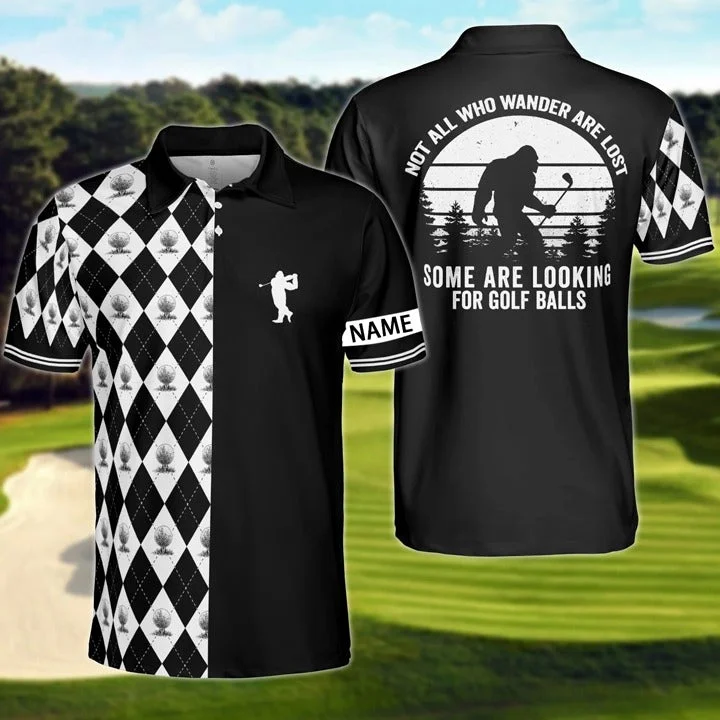 Golf Argyle Not All Who Wander Are Lost Bigfoot Polo Shirt Personalized Man Golf Shirt