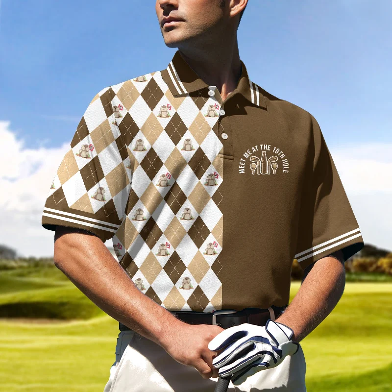 Gopher Meet Me At The 19Th Hole Short Sleeve Polo Shirt, Argyle Pattern Polo Shirt, Best Golf Shirt For Men Coolspod