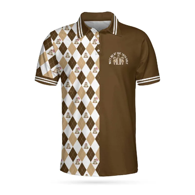 Gopher Meet Me At The 19Th Hole Short Sleeve Polo Shirt, Argyle Pattern Polo Shirt, Best Golf Shirt For Men Coolspod