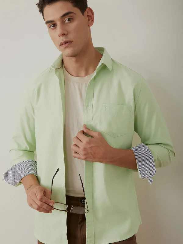 Light Green Plain Cotton Poly Shirt