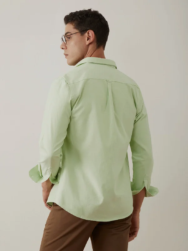 Light Green Plain Cotton Poly Shirt