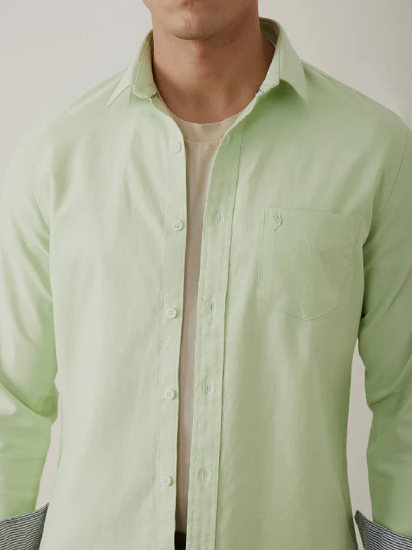 Light Green Plain Cotton Poly Shirt