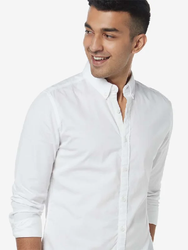 Nuon White Pure Cotton Slim Fit Shirt