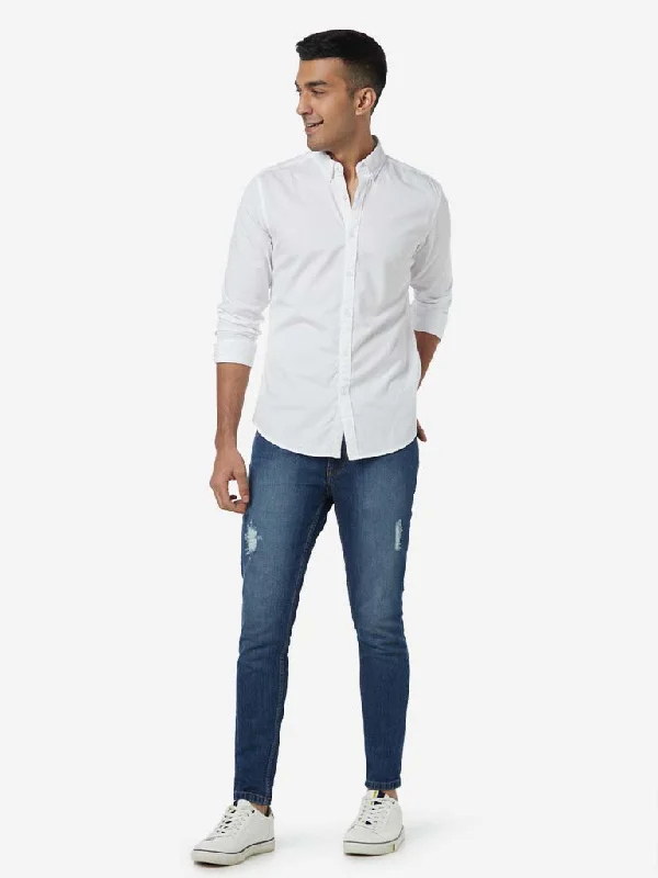 Nuon White Pure Cotton Slim Fit Shirt