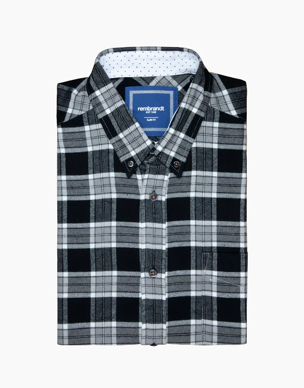 Ohope Black & White Check Flannel Shirt