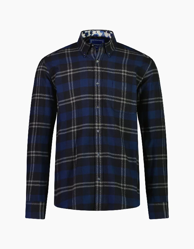 Ohope Blue & Black Check Flannel Shirt