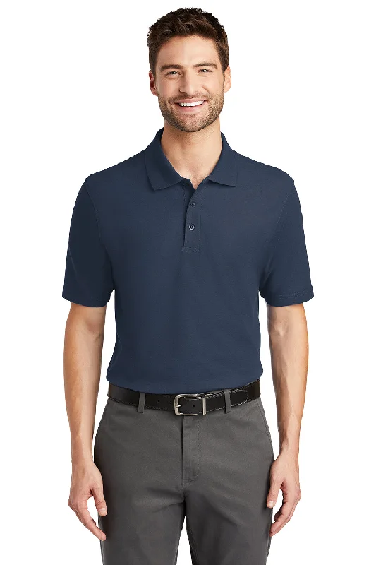 Port Authority Mens Moisture Wicking Short Sleeve Polo Shirt - Navy Blue