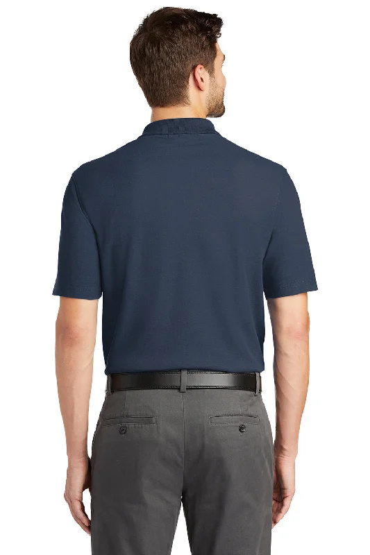 Port Authority Mens Moisture Wicking Short Sleeve Polo Shirt - Navy Blue