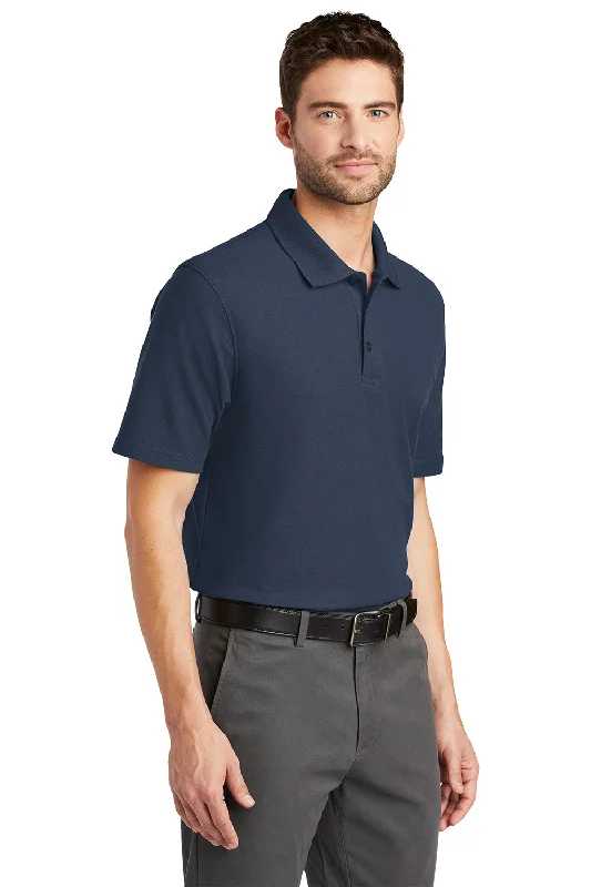 Port Authority Mens Moisture Wicking Short Sleeve Polo Shirt - Navy Blue