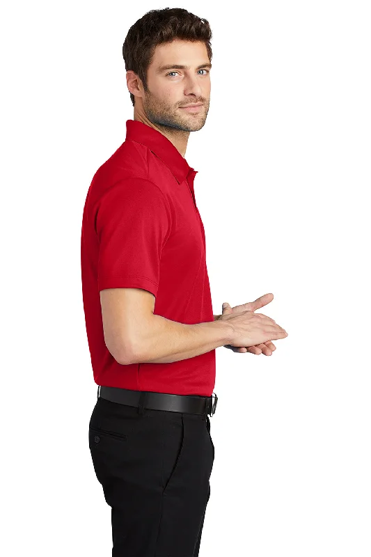 Port Authority Mens Silk Touch Performance Moisture Wicking Short Sleeve Polo Shirt - Red