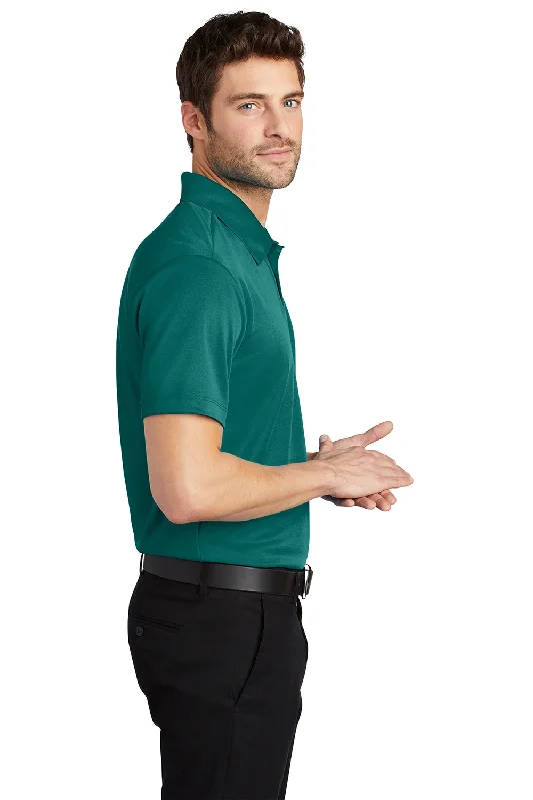 Port Authority Mens Silk Touch Performance Moisture Wicking Short Sleeve Polo Shirt - Teal Green