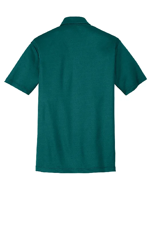 Port Authority Mens Silk Touch Performance Moisture Wicking Short Sleeve Polo Shirt - Teal Green