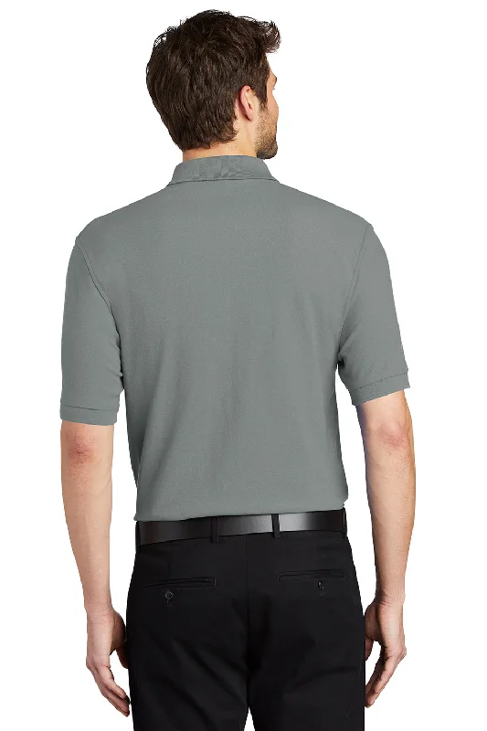 Port Authority Mens Silk Touch Wrinkle Resistant Short Sleeve Polo Shirt - Cool Grey