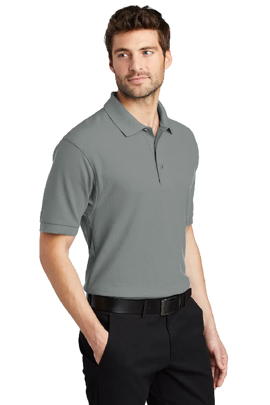 Port Authority Mens Silk Touch Wrinkle Resistant Short Sleeve Polo Shirt - Cool Grey