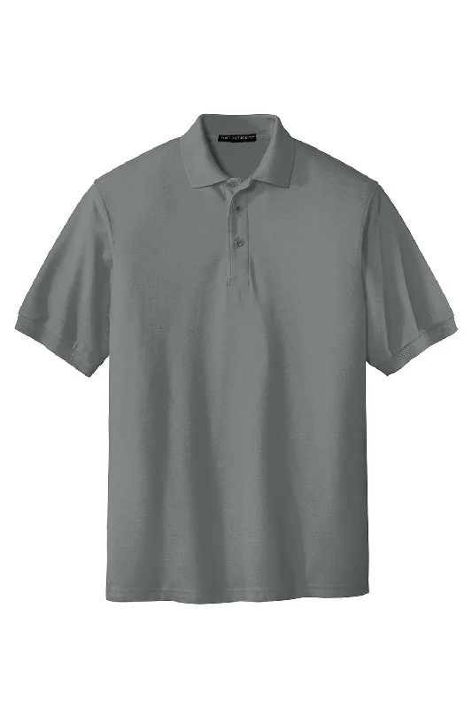 Port Authority Mens Silk Touch Wrinkle Resistant Short Sleeve Polo Shirt - Cool Grey