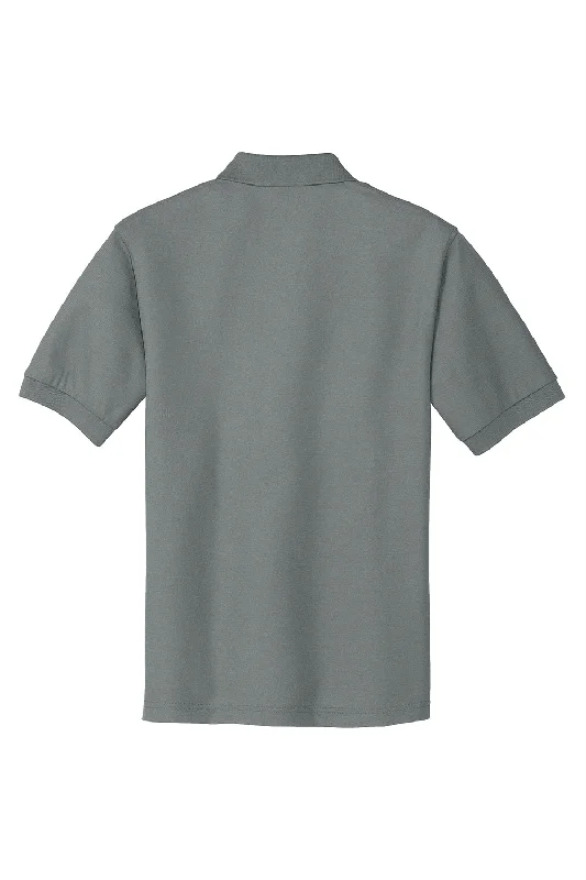 Port Authority Mens Silk Touch Wrinkle Resistant Short Sleeve Polo Shirt - Cool Grey