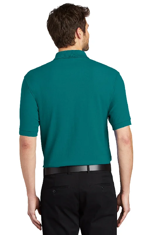 Port Authority Mens Silk Touch Wrinkle Resistant Short Sleeve Polo Shirt - Teal Green